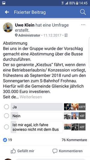 Abends und an den Wochenenden müssen mehr Busse in ganz Glienicke fahren